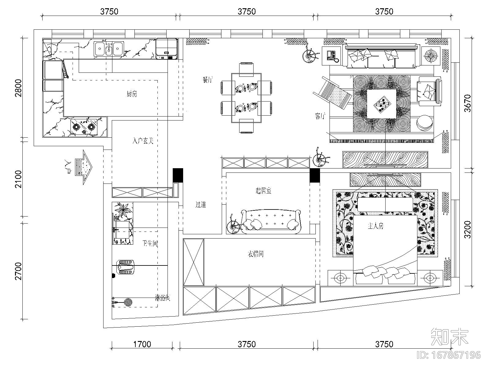 重庆200平现代风格自建套房施工图+效果图cad施工图下载【ID:167867196】