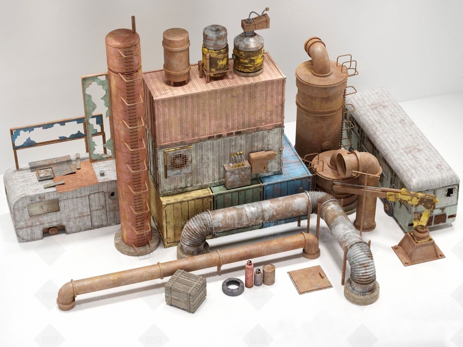 工业风机械工厂设备3D模型下载【ID:183826067】