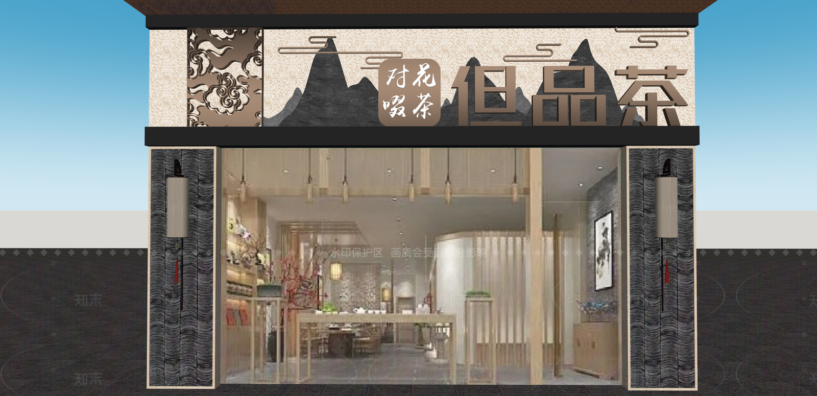 新中式茶馆SU模型下载【ID:1215970046】
