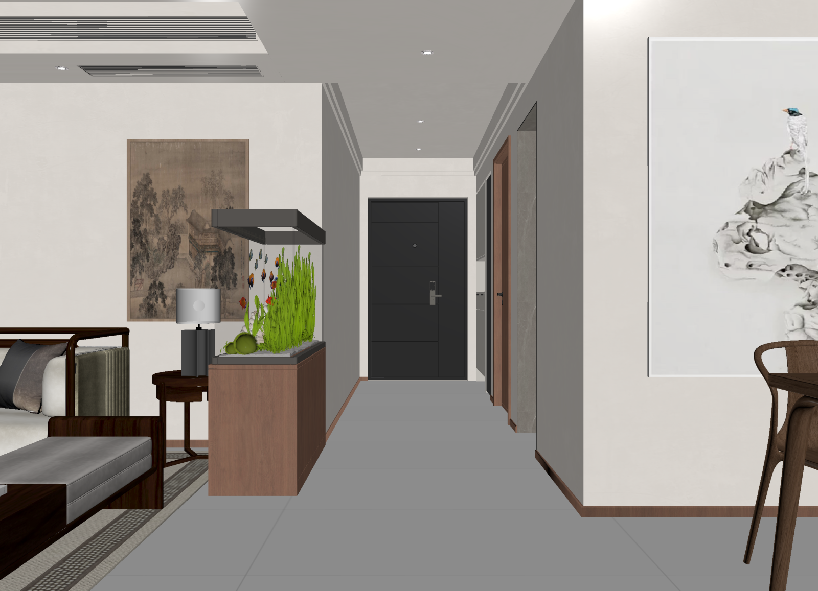 新中式玄关3D模型下载【ID:1214752410】