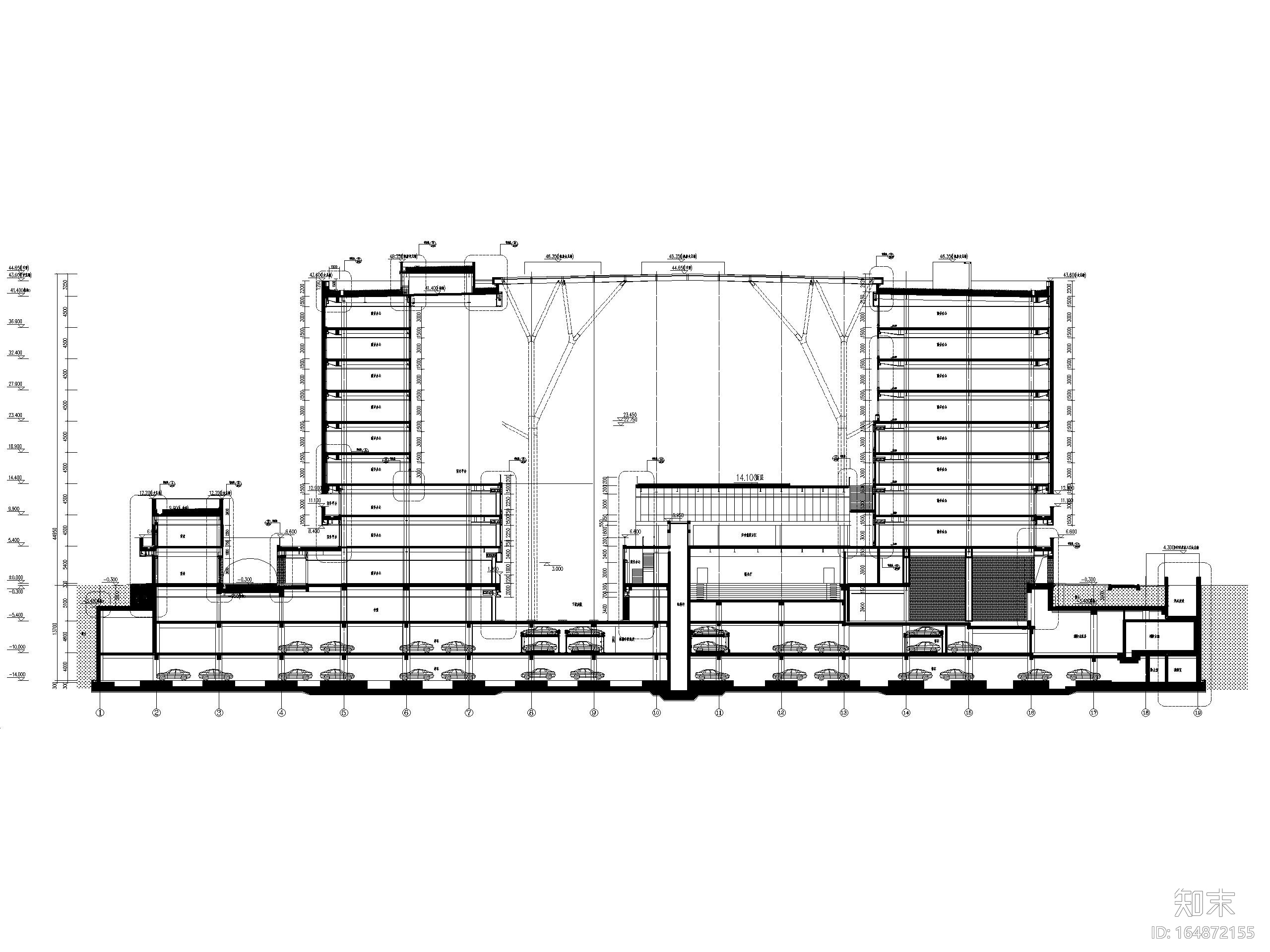 北京高层商业金融办公综合体建筑施工图2020cad施工图下载【ID:164872155】