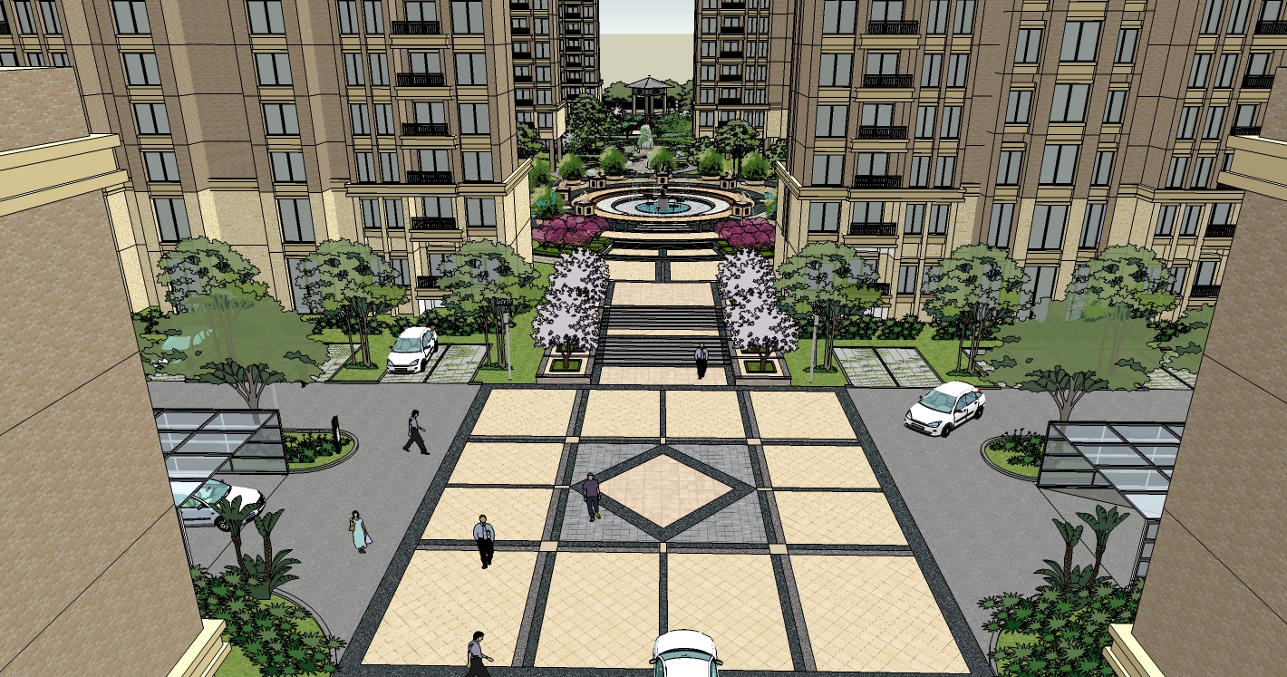 现代风格高层住宅小区规划设计SU精模型cad施工图下载【ID:166545147】