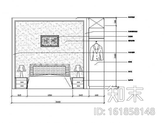 床头墙面立面图块cad施工图下载【ID:161858148】