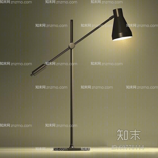 现代黑色铁艺台灯3D模型下载【ID:60778114】