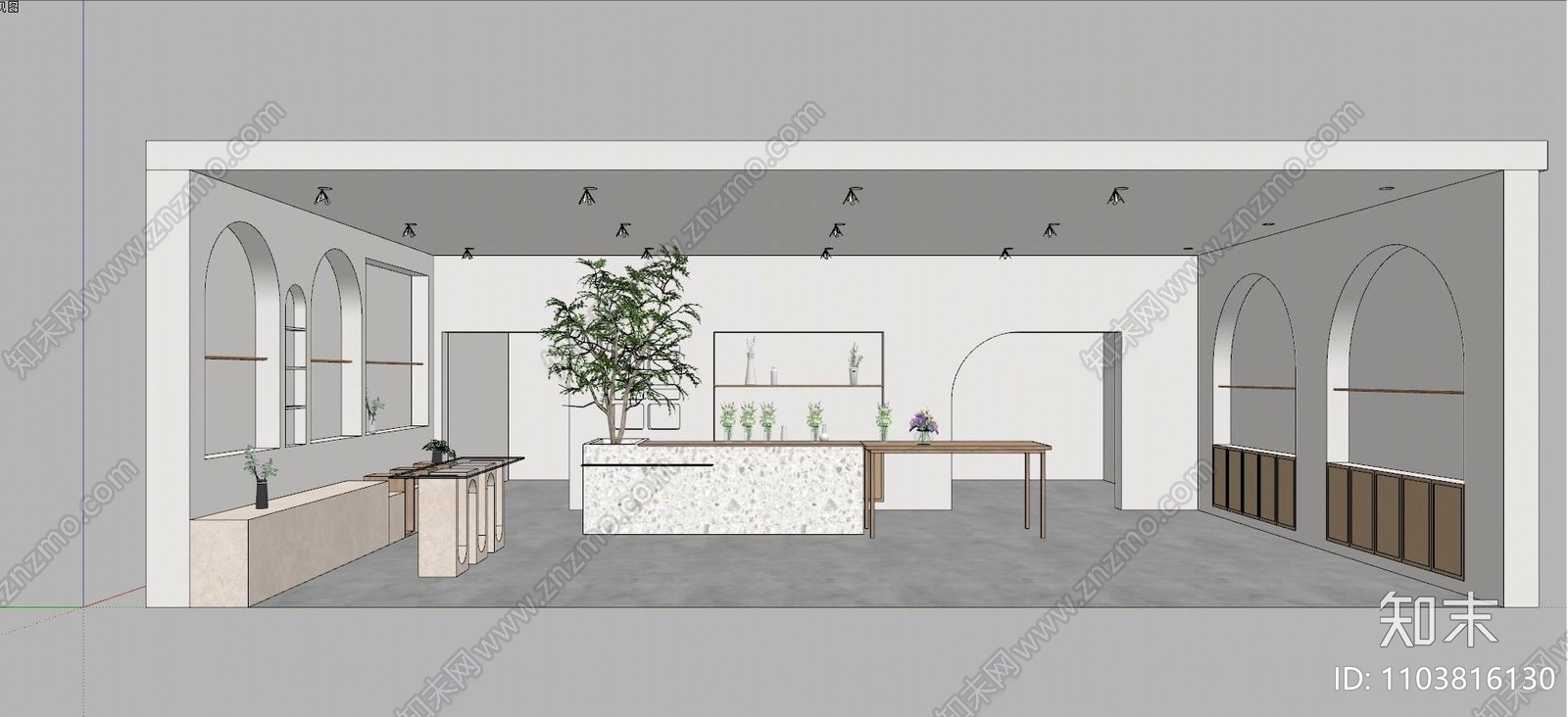 诧寂风冷淡风花店店铺SU模型下载【ID:1103816130】