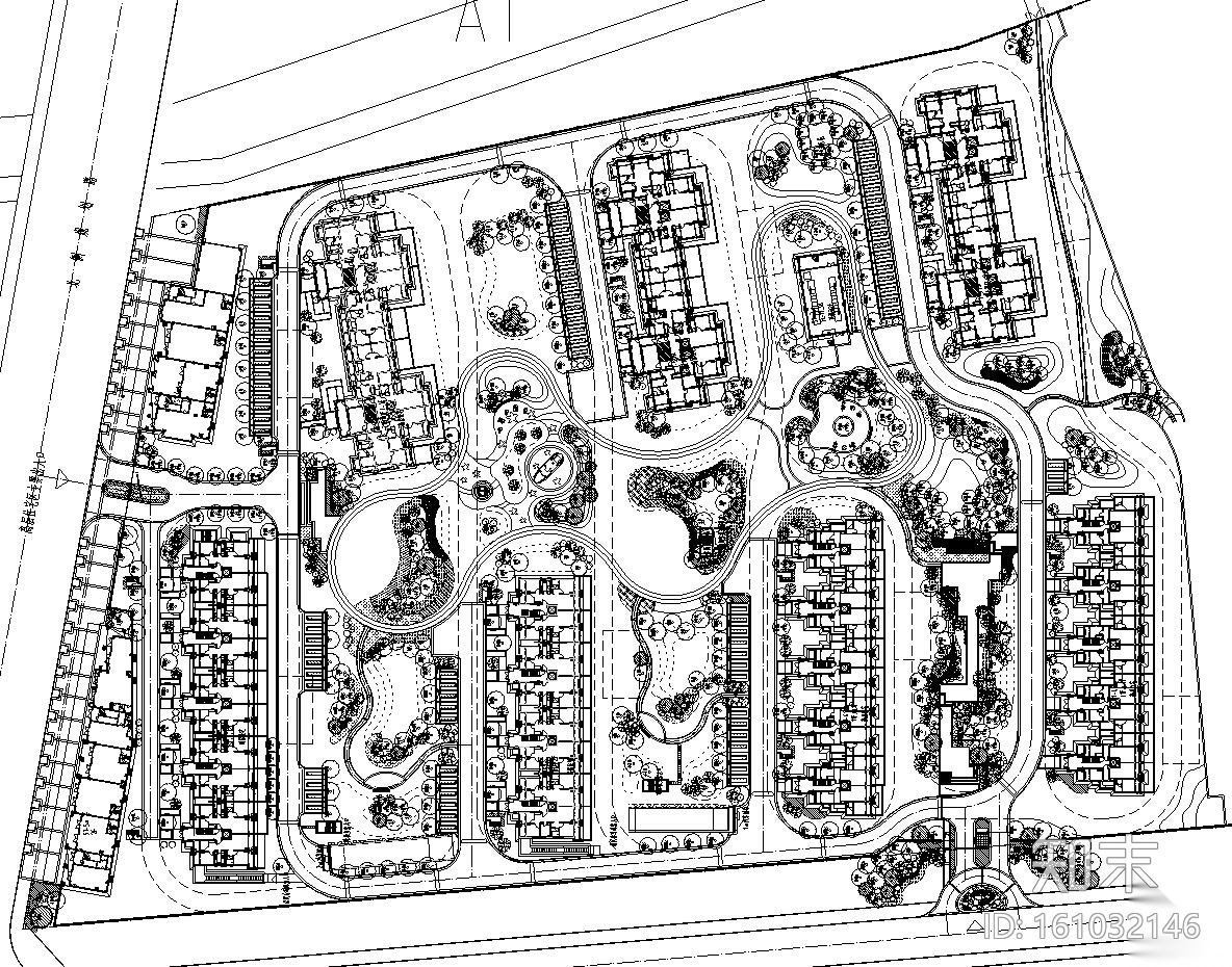 [河北]高层居住区景观设计全套施工图cad施工图下载【ID:161032146】