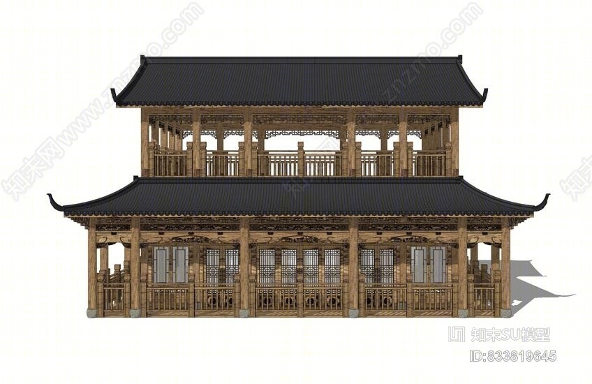 木构建筑SU模型下载【ID:833819645】