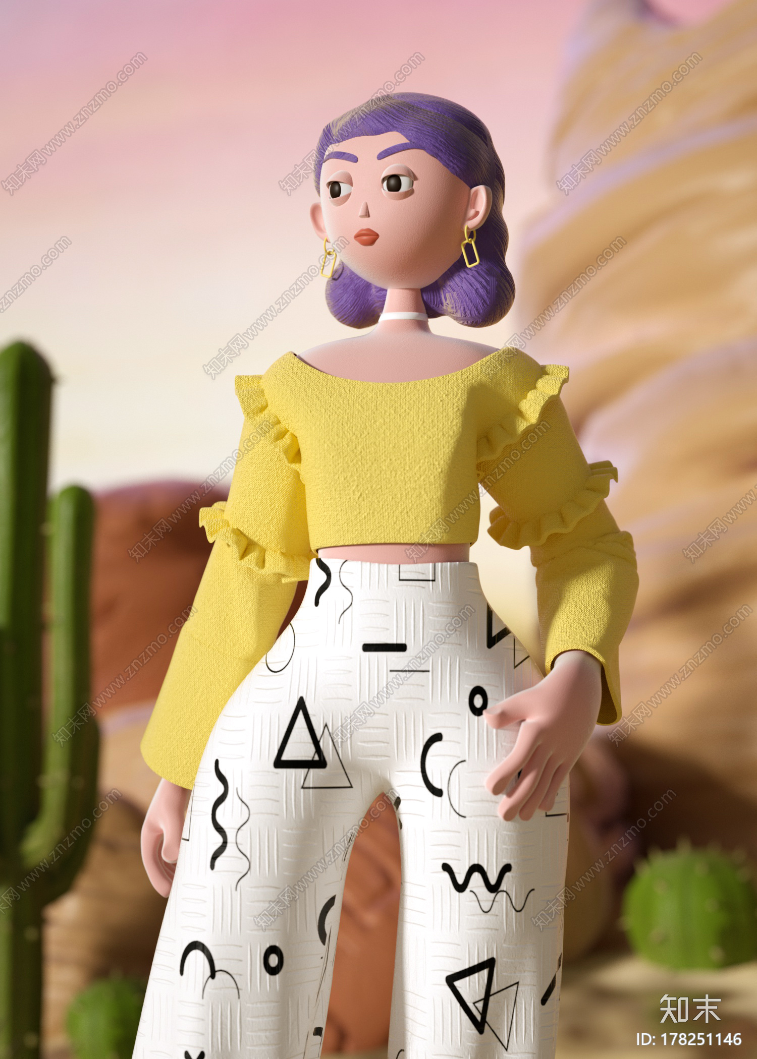 时尚女生CG模型下载【ID:178251146】