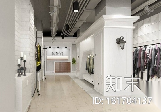 [南京]160平日韩风格服装店装修CAD施工图（含效果图）cad施工图下载【ID:161704137】