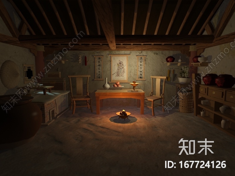 古代室内场景CG模型下载【ID:167724126】