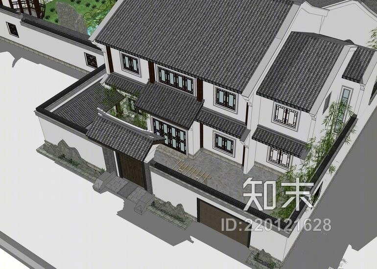 中式农村四合院SU模型下载【ID:220121628】