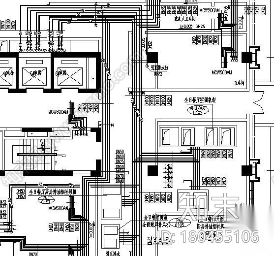 [陕西]超五星级酒店采暖通风及防排烟设计施工图施工图下载【ID:180455106】