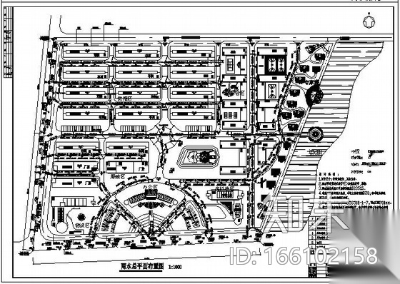某居民小区给排水管道平面布置图cad施工图下载【ID:166102158】