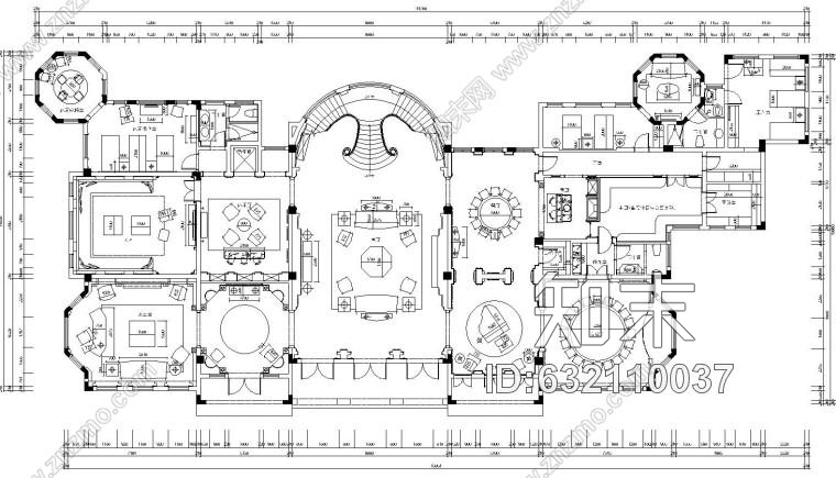 重庆某大型私人会所内部装修施工图设计及效果图cad施工图下载【ID:632110037】