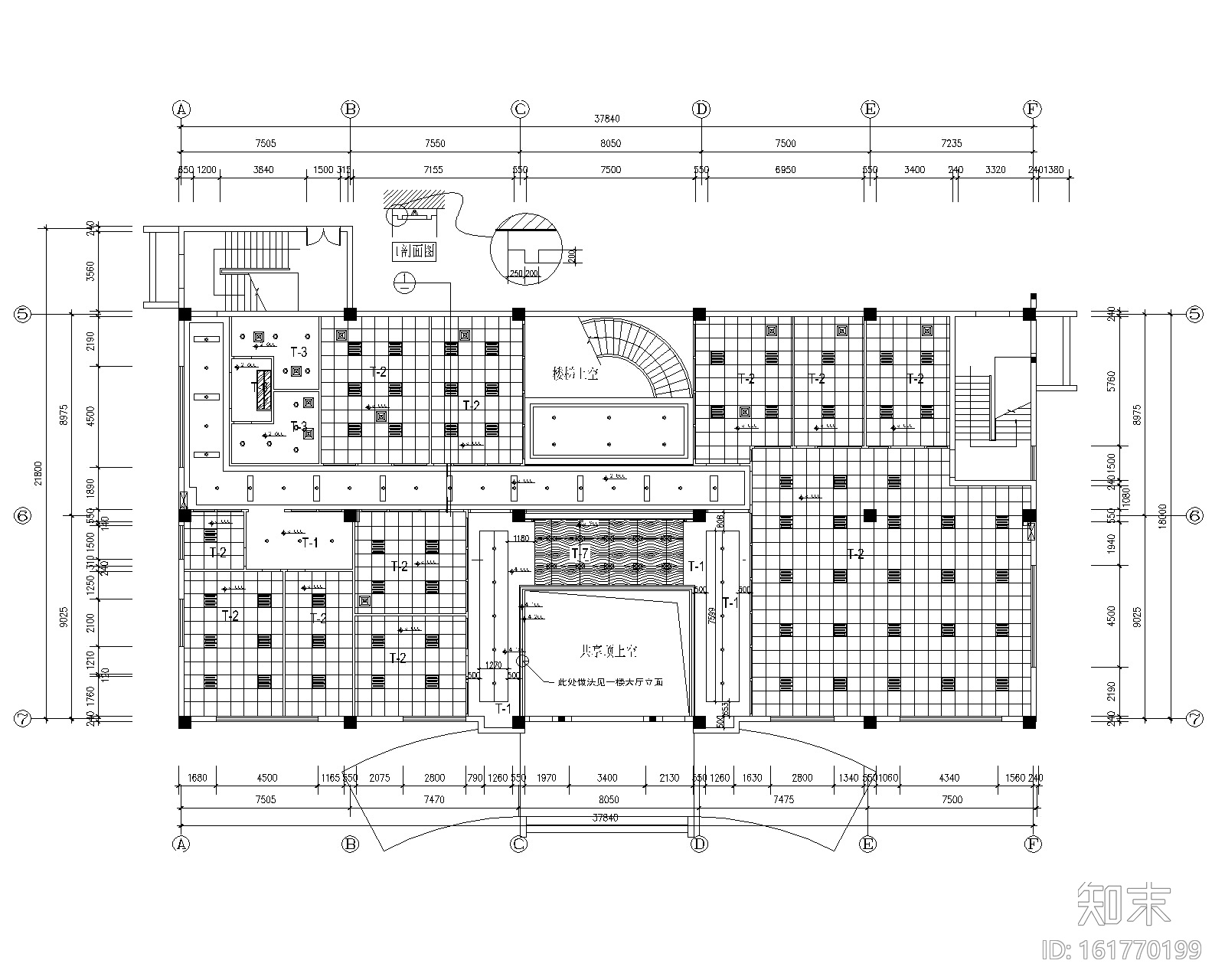 奔腾科技办公大楼室内装修施工图施工图下载【ID:161770199】