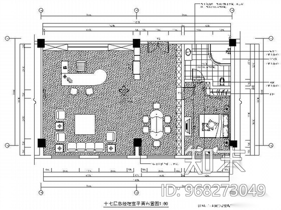 某办公楼总经理室装修图cad施工图下载【ID:968273049】