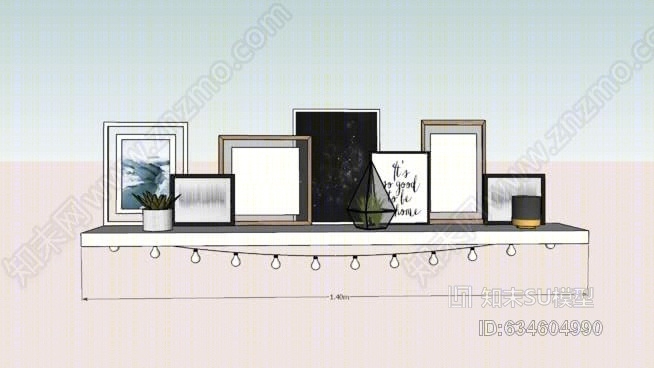 时尚装饰架SU模型下载【ID:634604990】