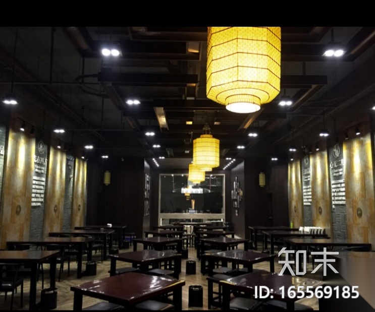 某牛肉面馆室内CAD施工图（含效果图）施工图下载【ID:165569185】