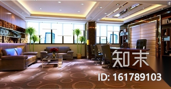 [上海]高档简约现代办公室室内装修施工图（含效果）cad施工图下载【ID:161789103】