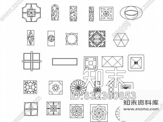 图块/节点各式地面拼花CAD图块下载施工图下载【ID:832300853】