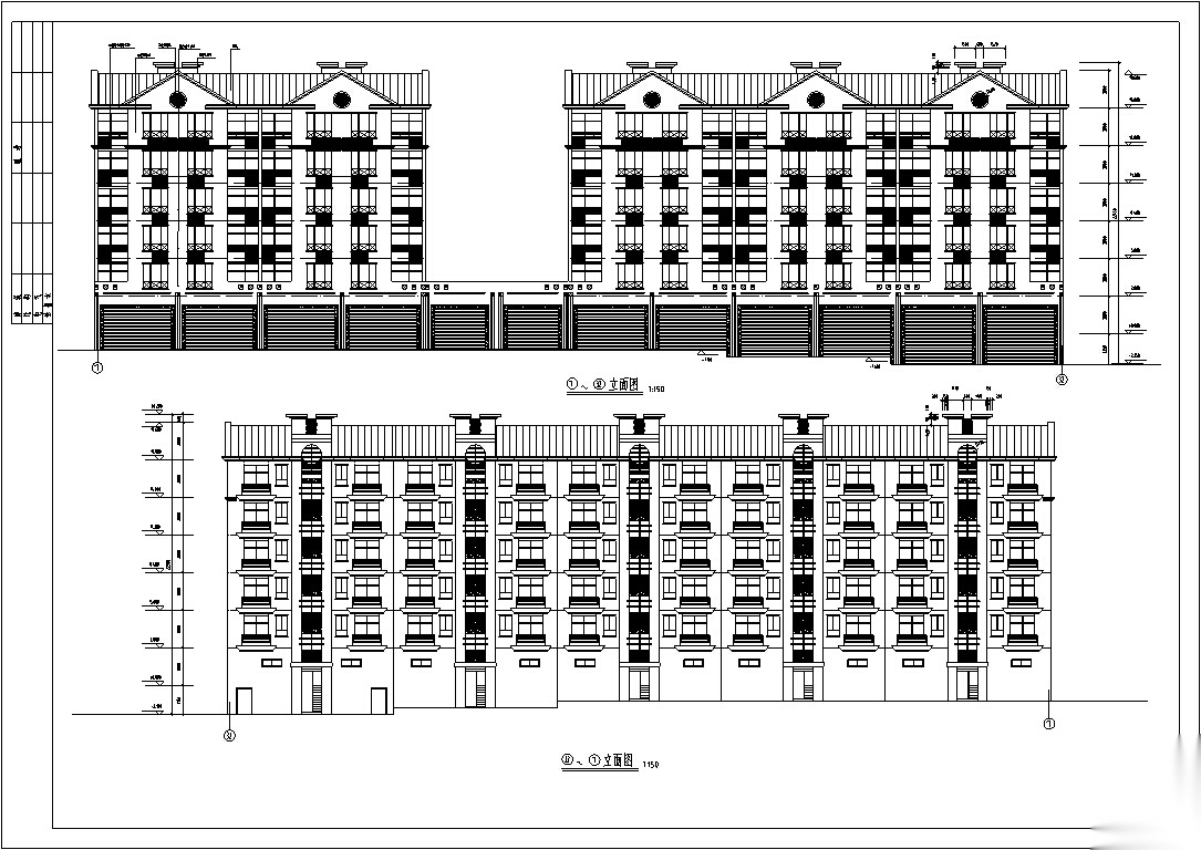 3套现代多层商住综合楼建筑设计施工图CAD施工图下载【ID:167379167】