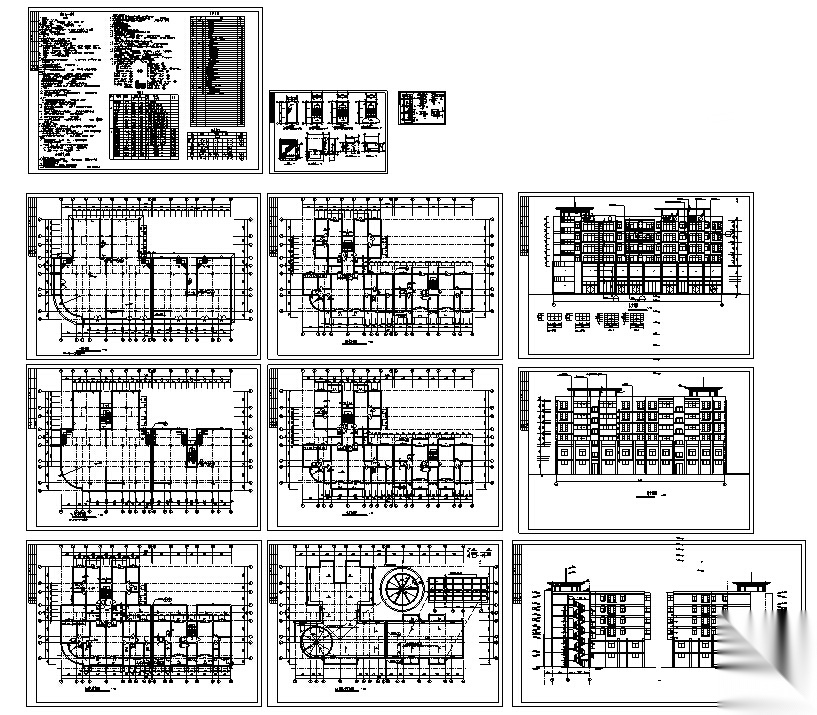 3套现代多层商住综合楼建筑设计施工图CAD施工图下载【ID:167379167】