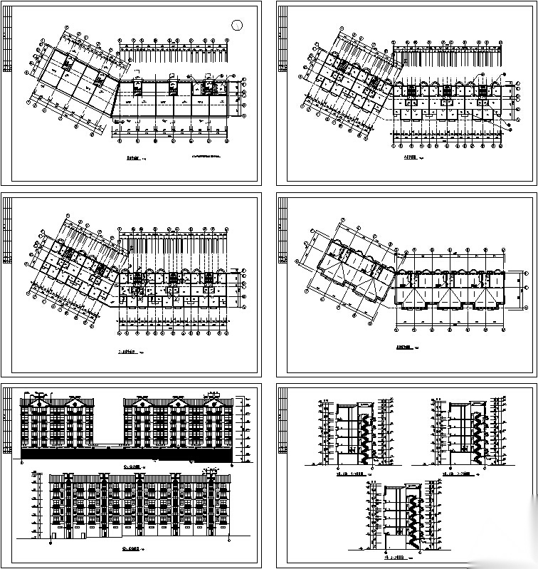 3套现代多层商住综合楼建筑设计施工图CAD施工图下载【ID:167379167】