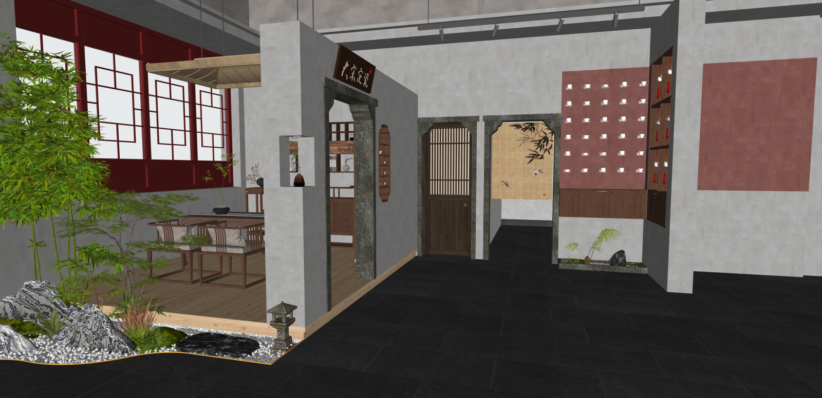 新中式其他店铺SU模型下载【ID:1215933672】