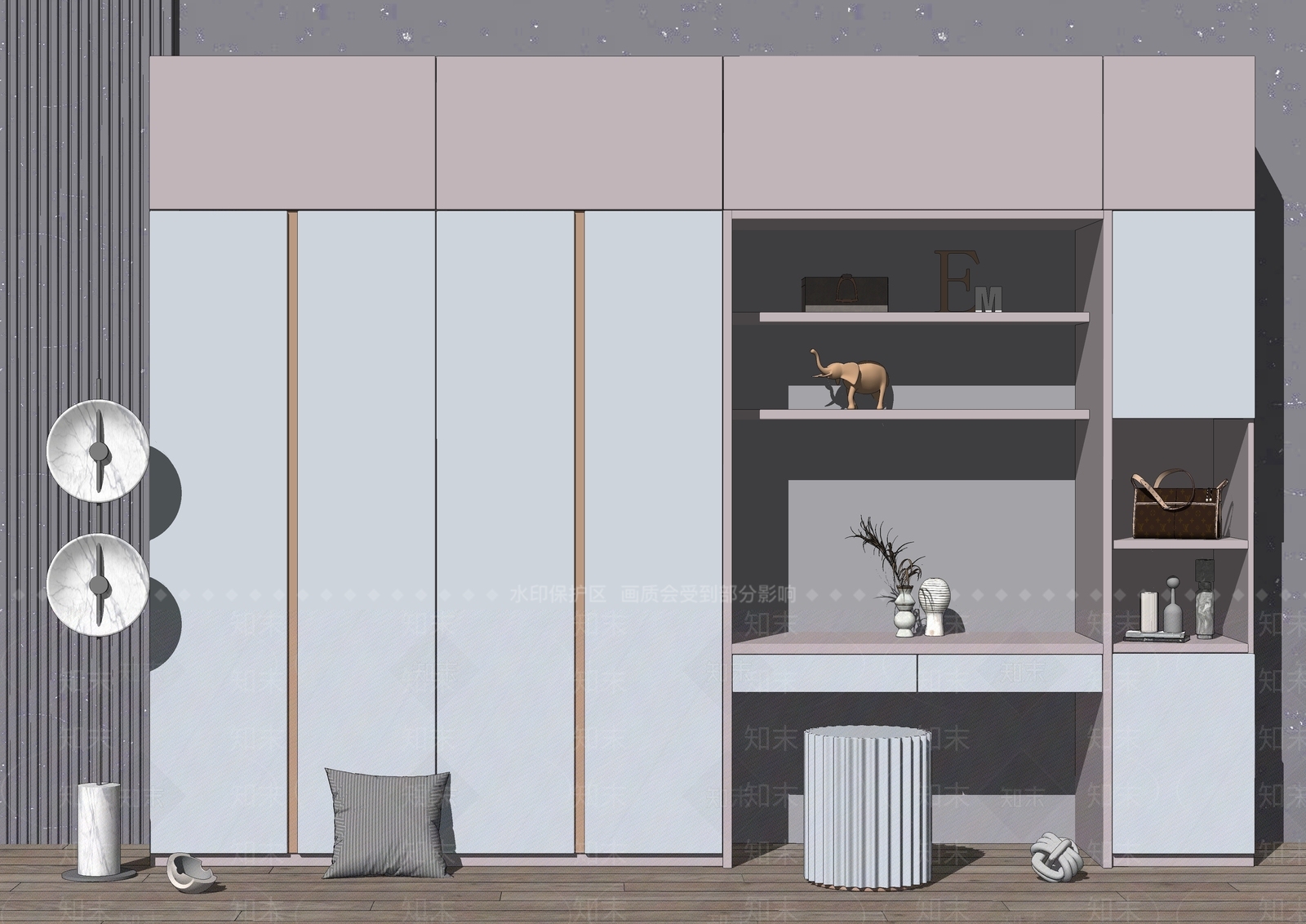 现代衣柜SU模型下载【ID:179783267】