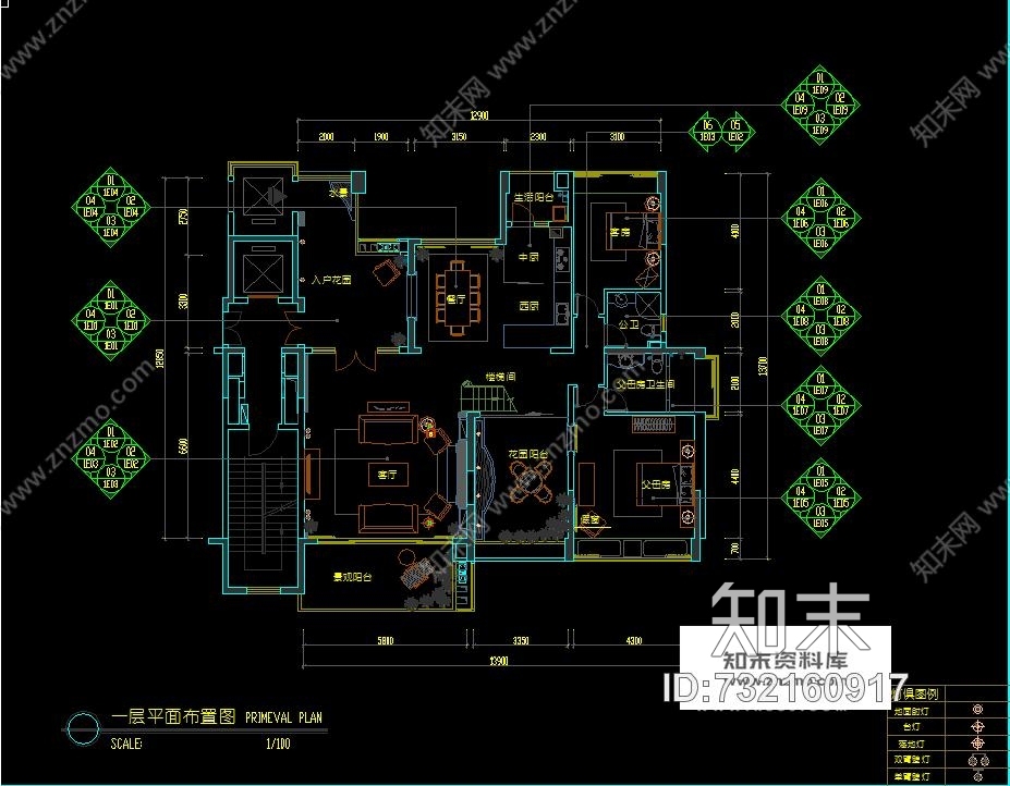 李益中--幸福花苑A1b美式风格200㎡样板房cad施工图施工图下载【ID:732160917】
