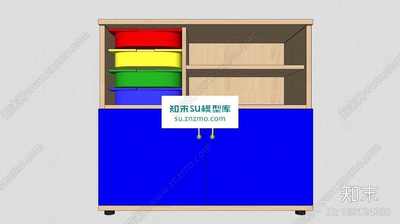 蓝色儿童柜子SU模型下载【ID:160124230】