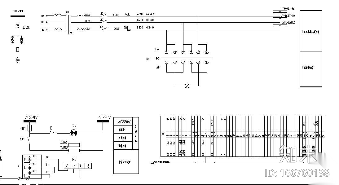 10KV高压柜电气图cad施工图下载【ID:166760138】