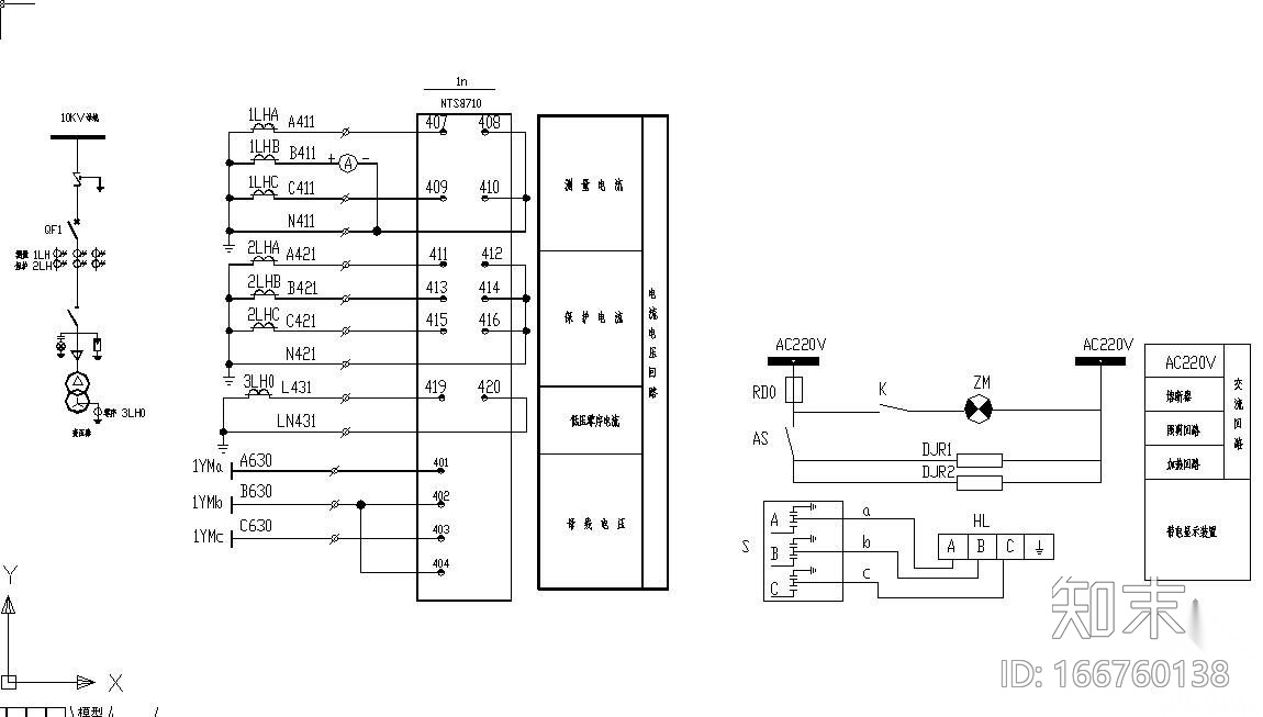 10KV高压柜电气图cad施工图下载【ID:166760138】