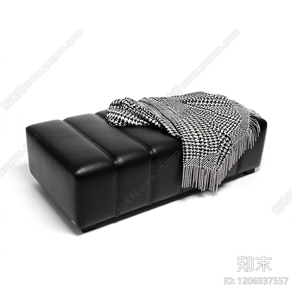 黑色模块沙发带毯子3D模型下载【ID:1206937557】