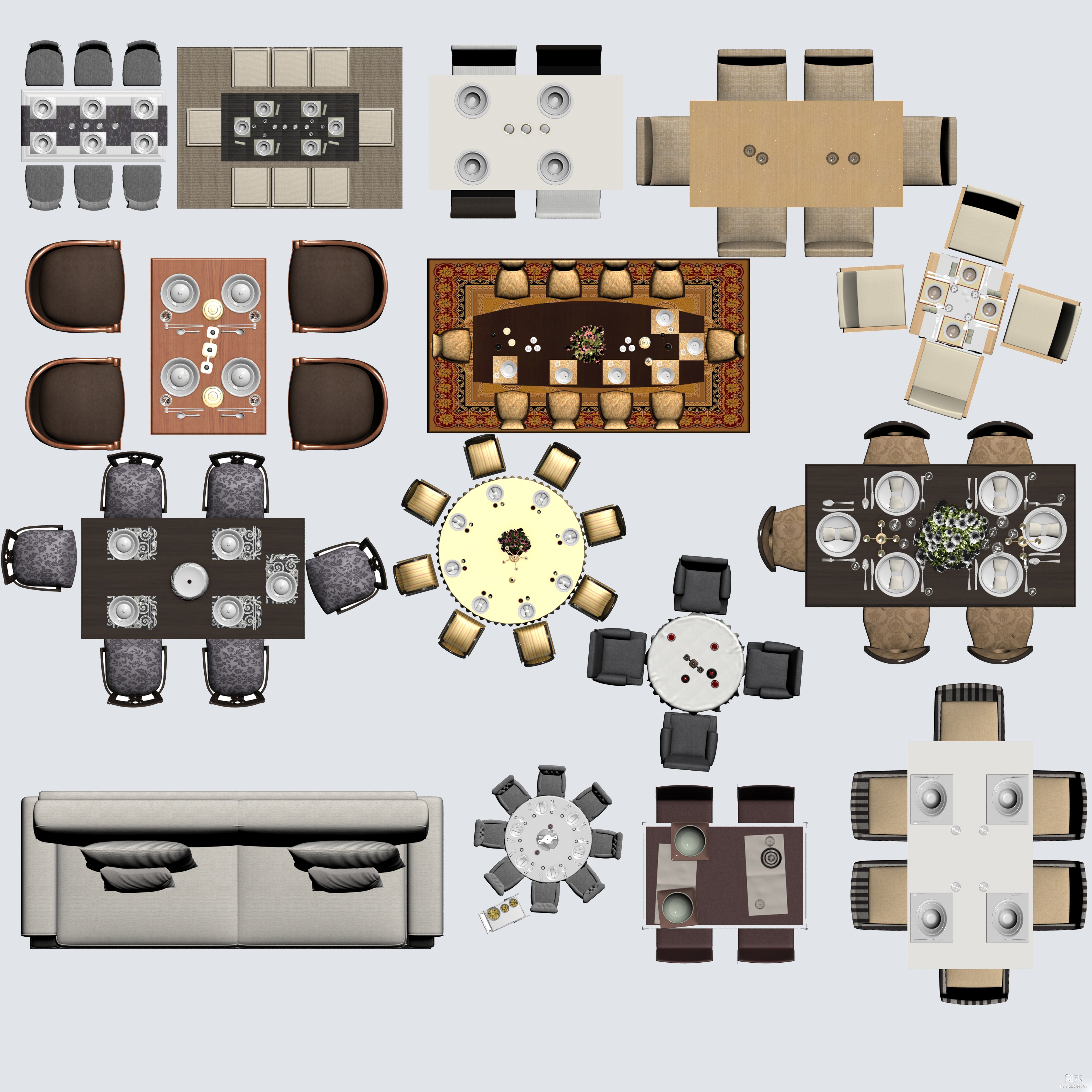 家装彩平图psd素材合集_家具、电器、配饰施工图下载【ID:164850131】