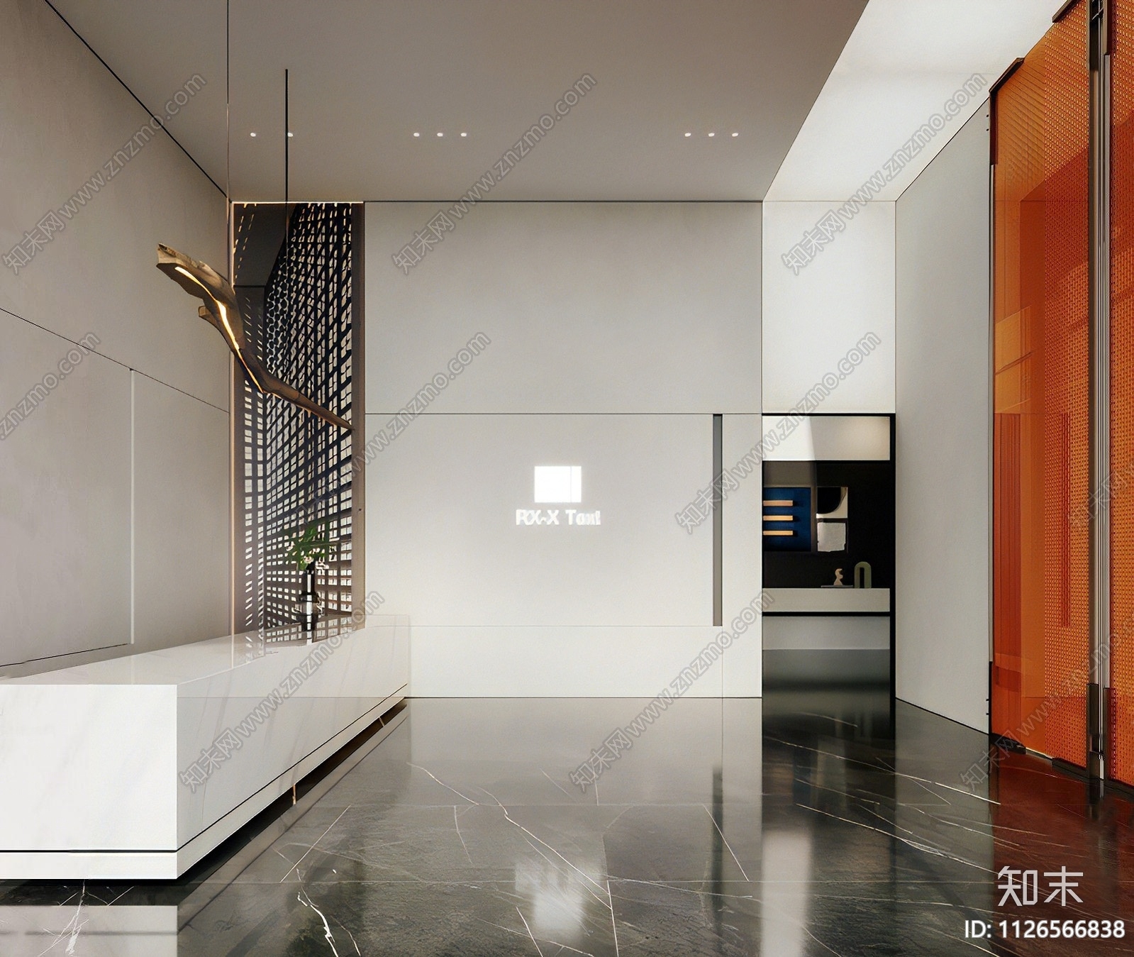 办公室前台大厅3D模型下载【ID:1126566838】_知末3d模型网