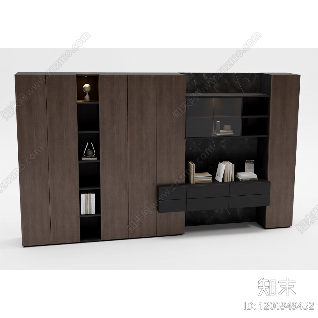 深色电视墙组合柜3D模型下载【ID:1206949452】