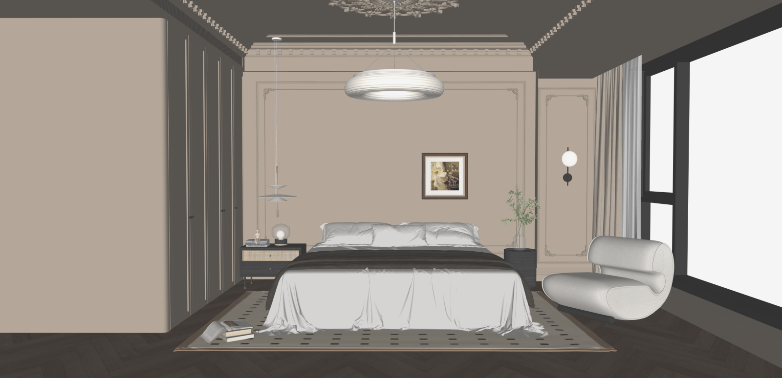 法式家居卧室SU模型下载【ID:1215963227】