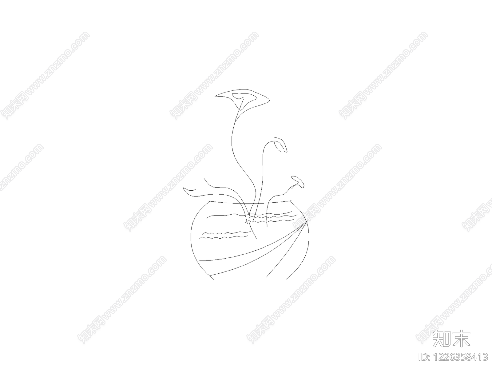 现代水生植物CAD图纸