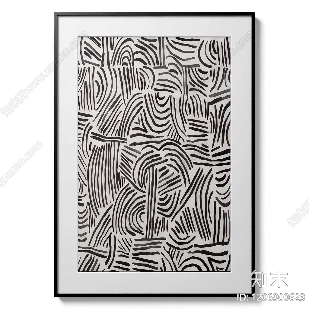 抽象线条装饰画3D模型下载【ID:1206900623】