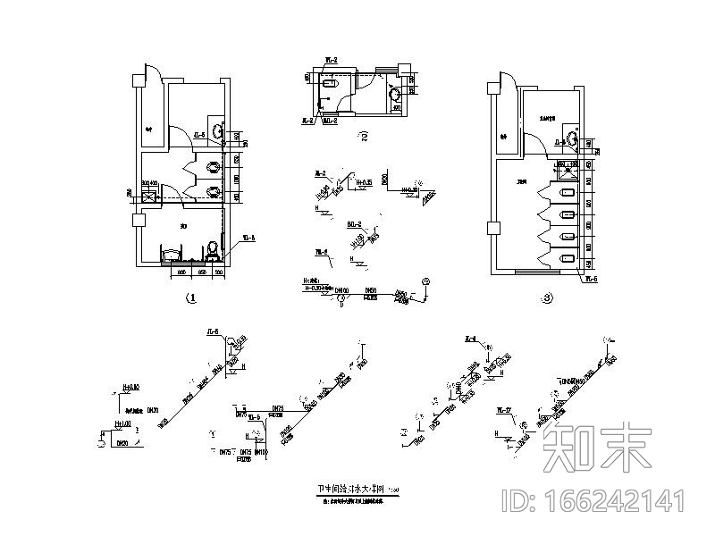初中生宿舍图纸给排水cad施工图下载【ID:166242141】