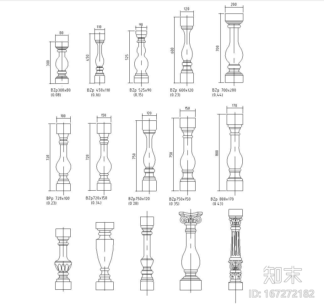 16套欧式柱构造详图——建筑详图施工图下载【ID:167272182】