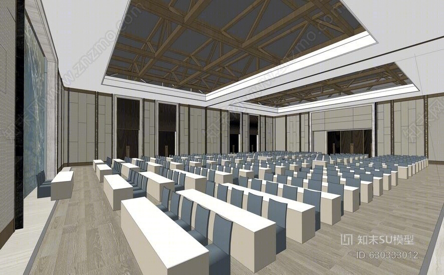 多功能厅室内设计SU模型下载【ID:630333012】