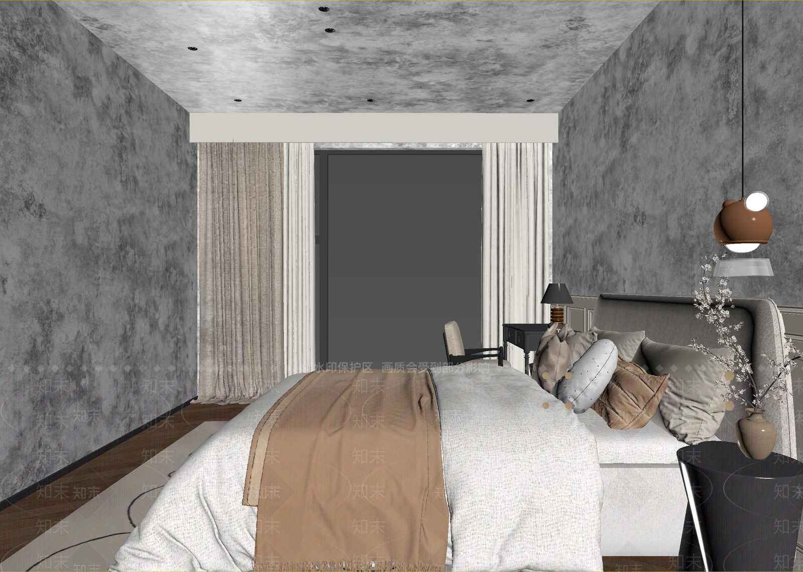 美式酒店客房3D模型下载【ID:1215114557】