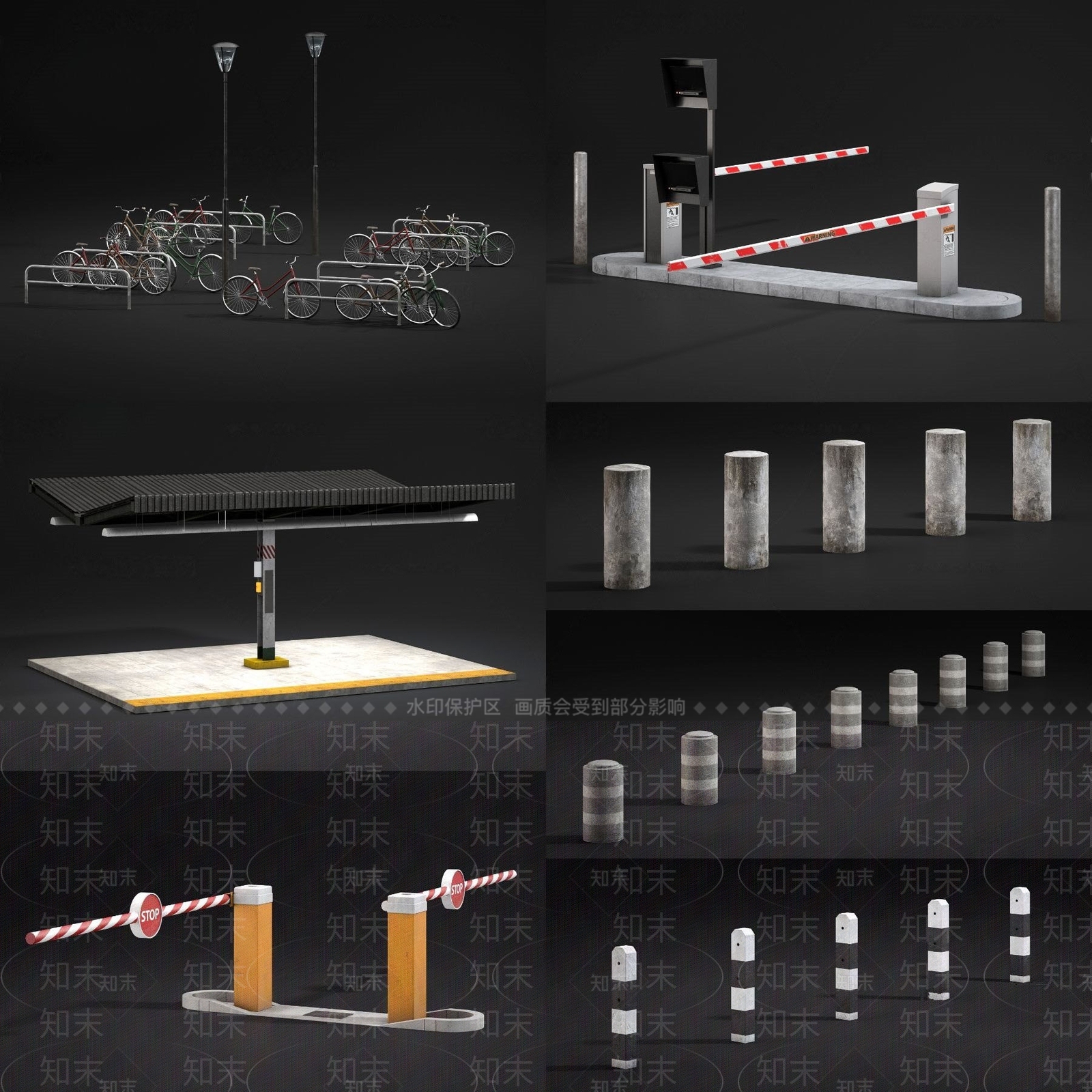 现代拦车杆拦车桩3D模型下载【ID:183833016】