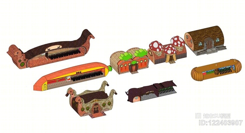 厕所换乘站组合SU模型下载【ID:122403907】