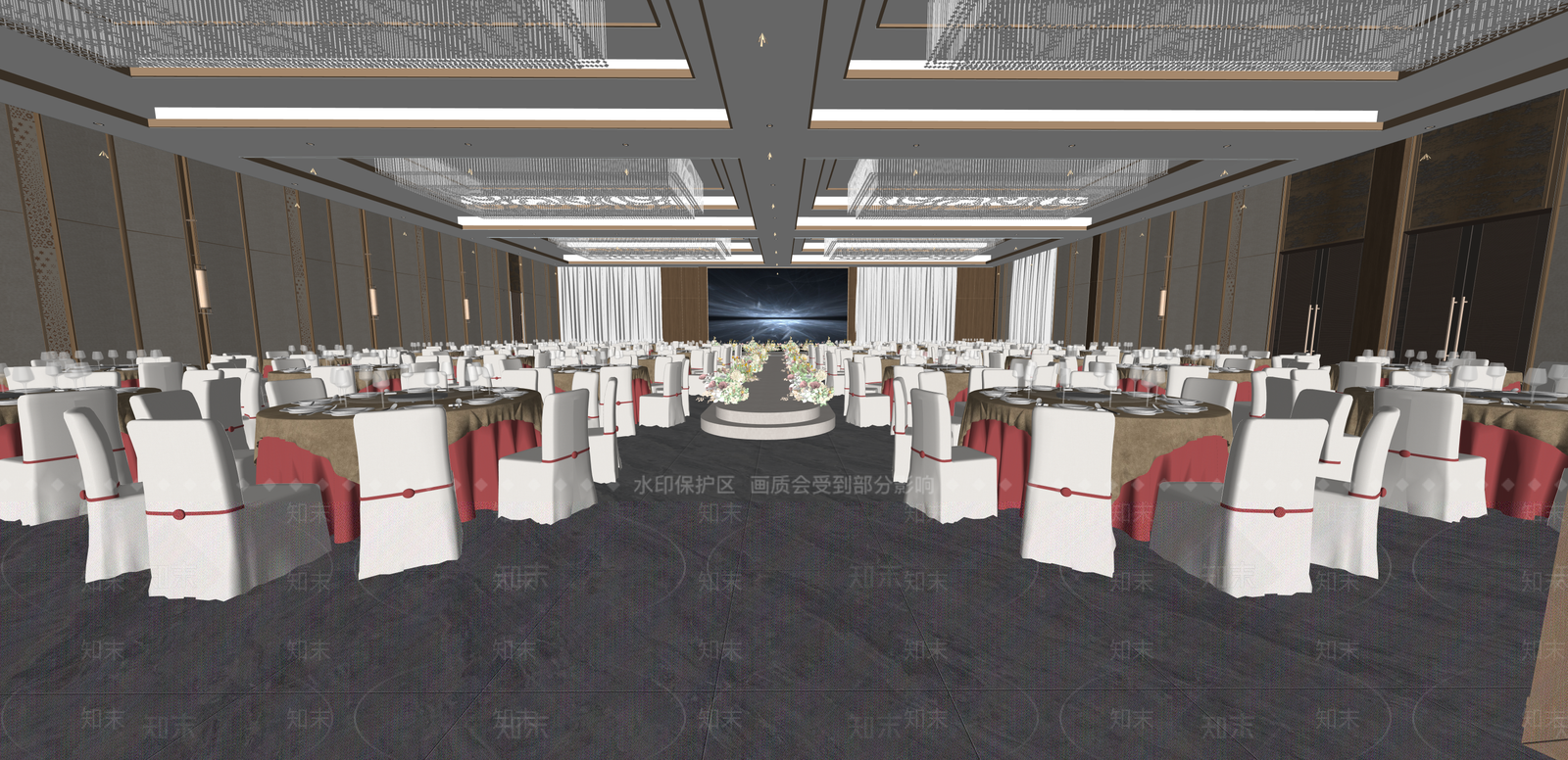 现代宴会厅SU模型下载【ID:1215204939】