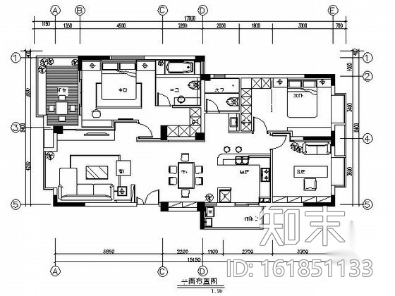 [湖北]现代风格三居样板房施工图（含效果）cad施工图下载【ID:161851133】