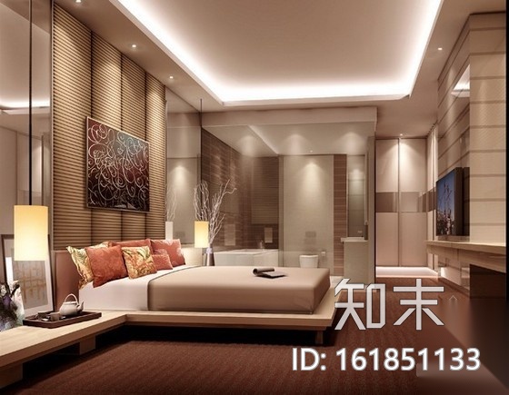 [湖北]现代风格三居样板房施工图（含效果）cad施工图下载【ID:161851133】