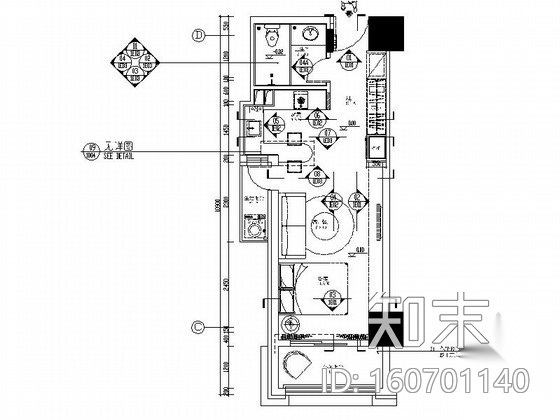 [西宁]40平现代简约一居室样板间装修施工图含水电施工图下载【ID:160701140】